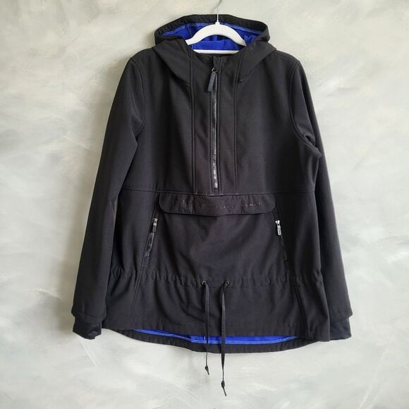 Calvin Klein Performance Jacket Hood Quarter Zip Black Kangaroo Pocket L - Picture 1 of 10